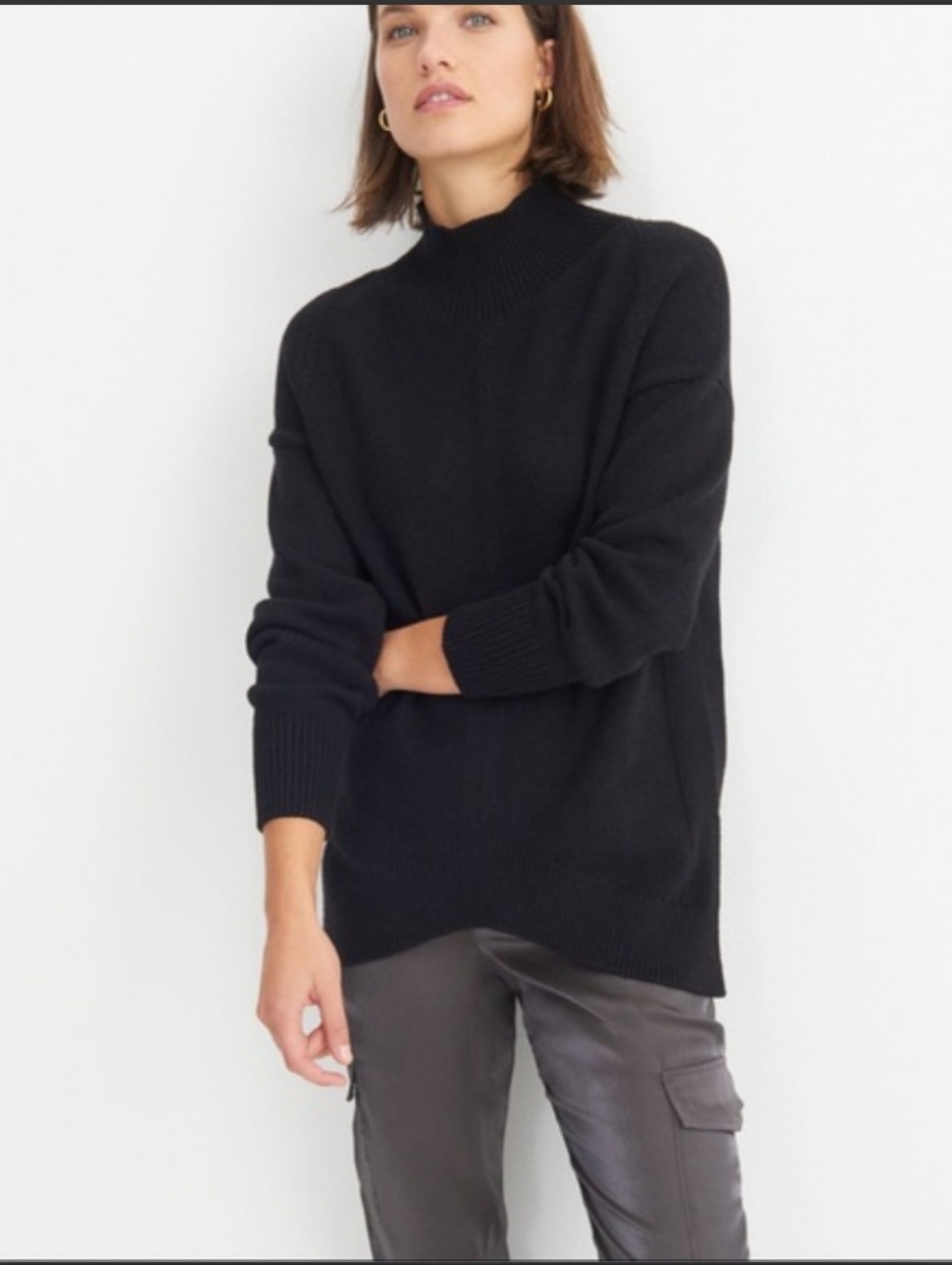 Maeve Crystal Mock Neck Tunic Sweater